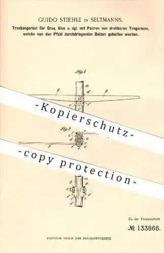 original Patent - G. Stiehle , Seltmanns , 1901 , Trockengerüst für Gras , Klee , Heu , Stroh | Heinze , Landwirtschaft