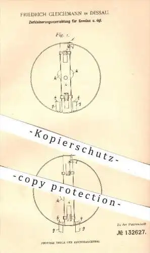 original Patent - Friedrich Gleichmann in Dessau , 1901 , Zerkleinern von Gemüse | Messer , Häcksler , Haushalt !!!