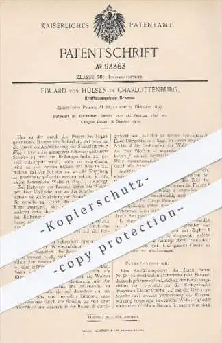 original Patent - Eduard von Hülsen in Charlottenburg , 1897 , Kraftsammelnde Bremse | Bremsen , Eisenbahn , Eisenbahnen