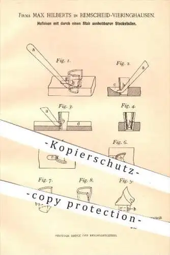 original Patent - Max Hilberts , Remscheid Vieringhausen , 1901 , Hufeisen mit aushebbaren Steckstollen , Huf , Schmied