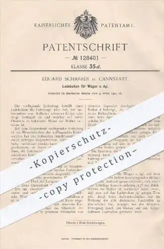 original Patent - Eduard Scharrer in Cannstatt , 1901 , Ladebalken für Wagen , Fahrzeuge , Wagenbau | Verladung !!