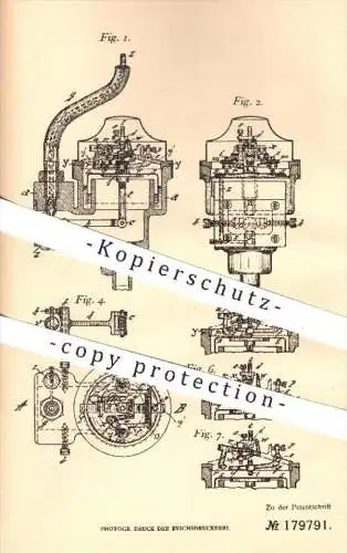 original Patent - Eduard Zickwolff in Siegen , 1905 , Abschlussventil für Gasfernzünder | Zünder , Gas , Gasleitung !!