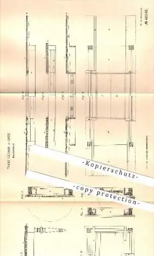 original Patent - Franz Güther in Greiz , 1888 , Ausziehtisch , Tisch zum Ausziehen , Tische , Tischler , Möbel , Holz !