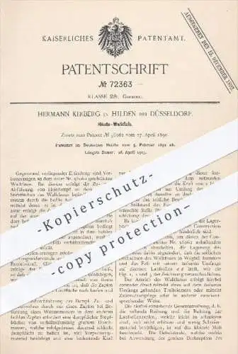 original Patent - Hermann Kirberg , Hilden / Düsseldorf , 1892 , Häute - Walkfass , Fass , Gerberei , Gerber , Leder !!