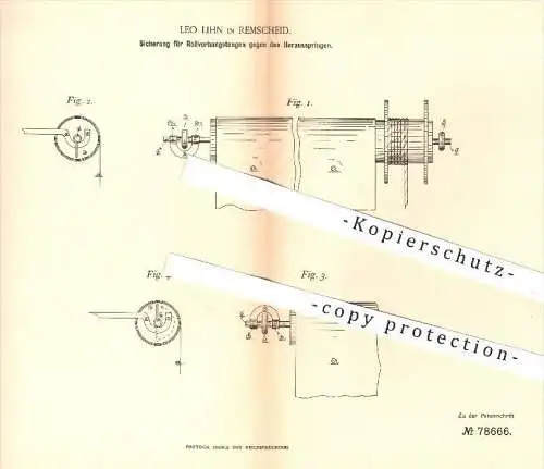 original Patent - Leo Lihn in Remscheid , 1894 , Sicherung für Rollvorhangstangen , Rollo , Rollos , Fenster , Gardinen