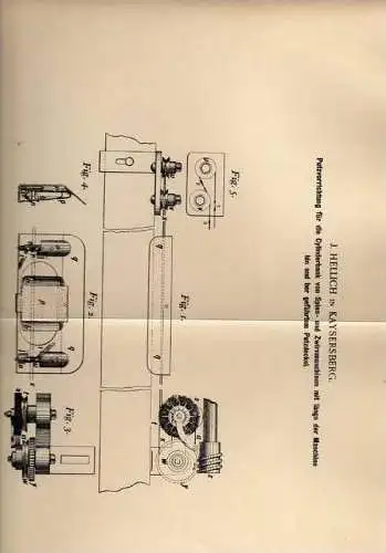 Original Patentschrift - J. Hellich dans Kaysersberg i Elsass ,1900 , Machine à filer , rouet , filage !!!