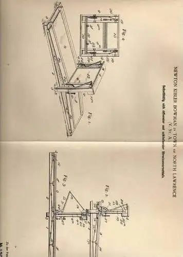 Original Patentschrift - Rolltor , selbstöffnende Wand , 1898 , N. Bowman in Town of North Lawrence , USA !!!