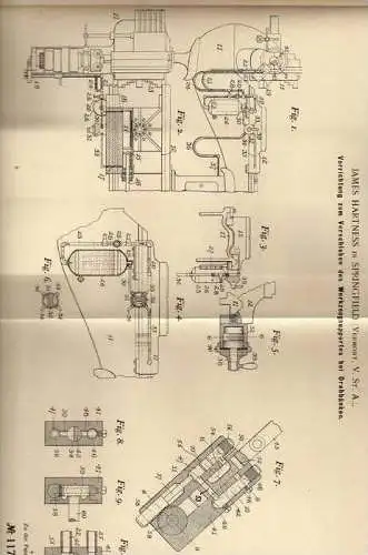 Original Patentschrift -  James Hartness in Springfield , USA , Drehbank , 1899 !!!