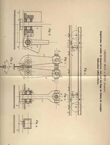 Original Patentschrift - Giesserei Bern , 1900 , Eisenbahn , Schiene , Zangenbremse , Gleis !!!