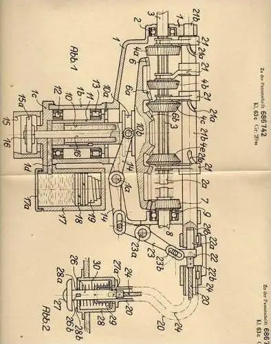 Original Patentschrift - Marie Müller in Eisenach ,1935 , Schaltung für Getriebe , Automobile !!!