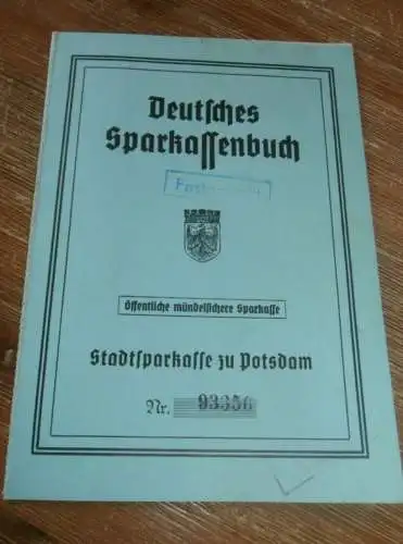 altes Sparbuch Potsdam , 1943 - 1945 , Brigitte Kauer in Potsdam , Sparkasse , Bank !!