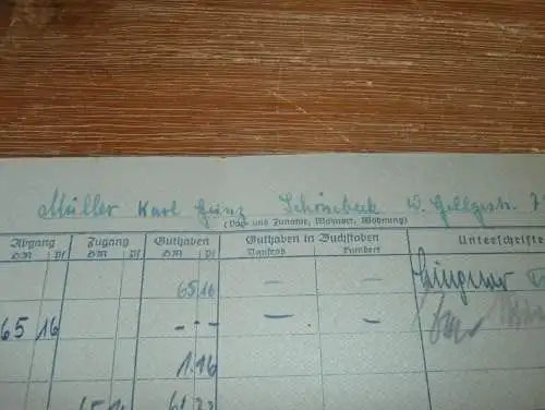 altes Sparbuch Schönebeck , 1952 - 1958 , Karl-Heinz Müller in Schönebeck  , Sparkasse , Bank !!