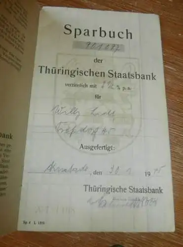 altes Sparbuch Arnstadt , 1945 , Willy Licht in Traßdorf b. Stadtilm, Sparkasse , Bank !!