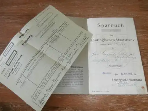 altes Sparbuch Stadtilm , 1942 - 1945 , M. Licht , geb. Ebert-Larrge in Traßdorf b. Stadtilm, Sparkasse , Bank !!
