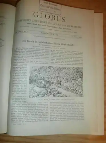 Völkerkunde Januar bis Juni 1898, gebundene GLOBUS Zeitschriften , Expedition , Kolonie , Reise , Berichte , Etnologie !