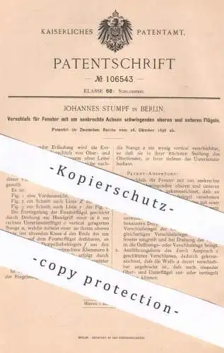 original Patent - Johannes Stumpf , Berlin , 1898 , Verschluss für Fenster | Fensterbauer , Schlosser !!