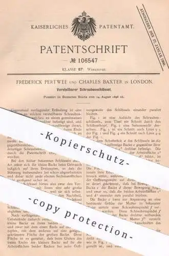 original Patent - Frederick Pertwee , Charles Baxter , London England , 1898 , Schraubenschlüssel | Werkzeug , Schlosser