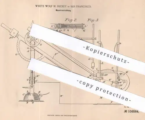 original Patent - White Wolf M. Hickey , San Francisco , USA , 1899 , Massagegerät | Massage , Massieren , Medizin !!!