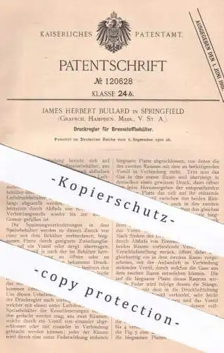 original Patent - James Herbert Bullard , Springfield Hampden Massachusetts USA | Druckregler für Brennstoffbehälter