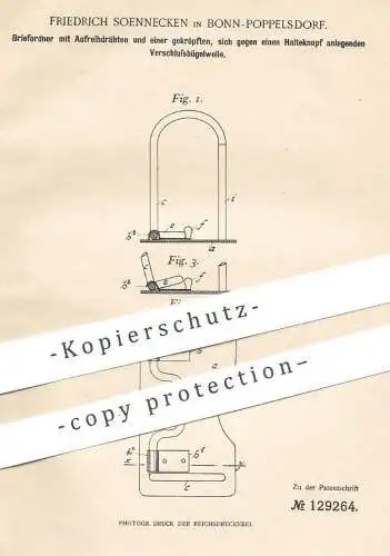 original Patent - Friedrich Soennecken , Bonn / Poppelsdorf , 1899 , Briefordner | Ordner , Aktenordner , Büromaterial