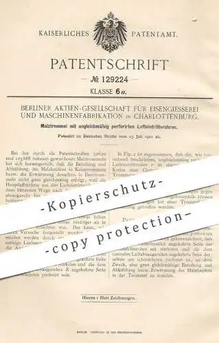 original Patent - Berliner AG für Eisengiesserei & Maschinenfabrikation | 1901 | Malztrommel | Malz , Brauerei , Darre