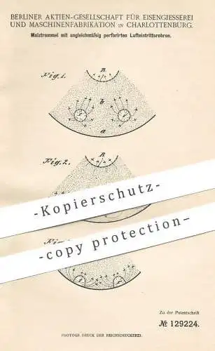 original Patent - Berliner AG für Eisengiesserei & Maschinenfabrikation | 1901 | Malztrommel | Malz , Brauerei , Darre