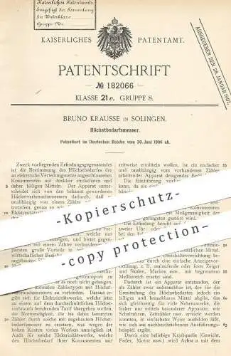 original Patent - Bruno Krausse , Solingen , 1906 , Höchstbedarfsmesser | Stromzähler , Verbrauchsmesser , Strom !!!