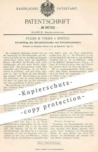 original Patent - Puller & Völker , Krefeld , 1895 , Versteifung an Kravattenband | Kravatte , Schneider , Mode !!!