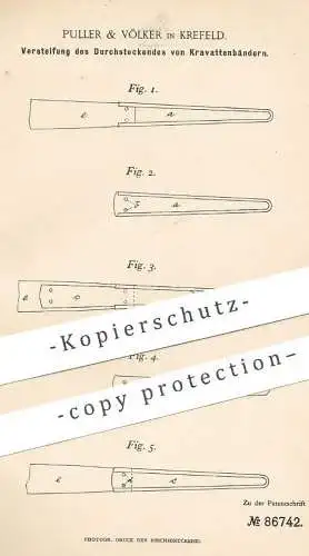 original Patent - Puller & Völker , Krefeld , 1895 , Versteifung an Kravattenband | Kravatte , Schneider , Mode !!!