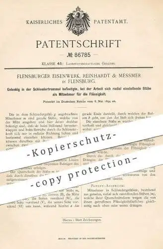 original Patent - Flensburger Eisenwerk , Reinhardt & Messmer , Flensburg , 1894 , Schleusertrommel für Flüssigkeiten !