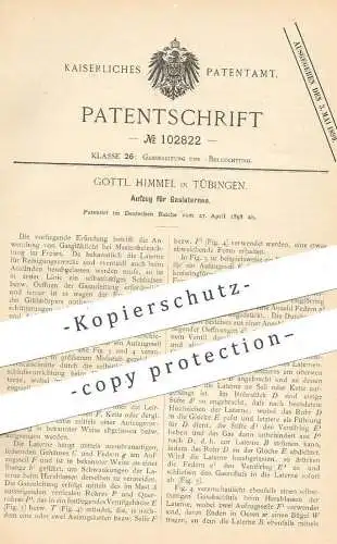 original Patent - Gottl. Himmel , Tübingen , 1898 , Aufzug für Gaslaternen | Gaslaterne , Gaslampe , Gas , Brenner !!!