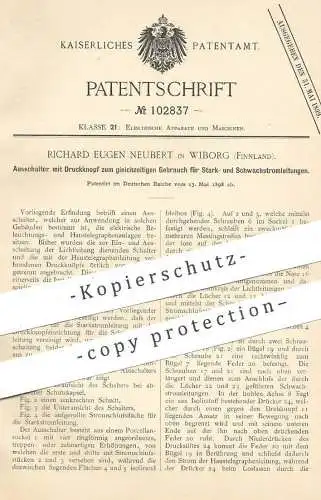 original Patent - Richard Eugen Neubert , Wiborg , Finnland , 1898 , Ausschalter mit Druckknopf | Strom , Elektrik !!