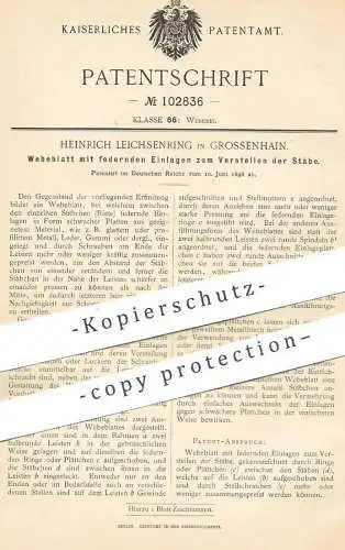 original Patent - Heinrich Leichsenring , Grossenhain , 1898 , Webeblatt | Webstuhl , Weben , Weber !!!