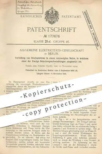 original Patent - Allgemeine Elektrizitäts-Gesellschaft Berlin , 1906 , Verteilung von Wechselstrom | Strom , Schalter !