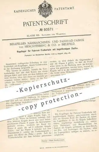 original Patent - Nähmaschinen- & Fahrrad-Fabrik von Hengstenberg & Co. Bielefeld | Kugellager für Fahrrad - Tretkurbel