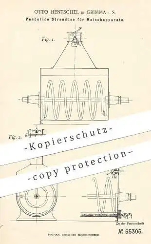 original Patent - Otto Hentschel , Grimma , 1892 , Pendelnde Streudüse für Maischapparat | Maische , Bier , Brauerei !