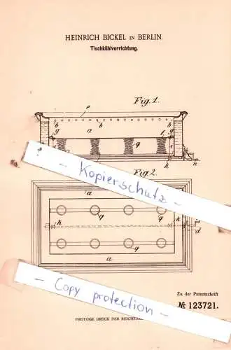 original Patent -  Heinrich Bickel in Berlin , 1900 , Tischkühlvorrichtung !!!