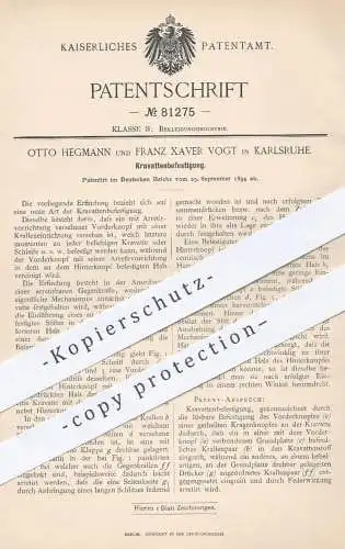 original Patent - Otto Hegmann , Franz Xaver Vogt , Karlsruhe , 1894 , Befestigung von Kravatten , Krawatten | Schneider