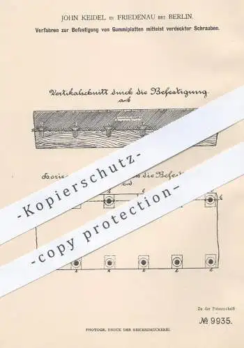 original Patent - John Keidel , Berlin , Friedenau , 1879 , Befestigung von Gummiplatten | Schuhwerk , Schuhe , Schuster