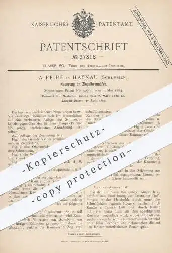 original Patent - A. Peipe , Haynau Schlesien , 1886 , Ziegelbrennofen , Ziegelbrennöfen , Ziegel , Porzellan , Steingut