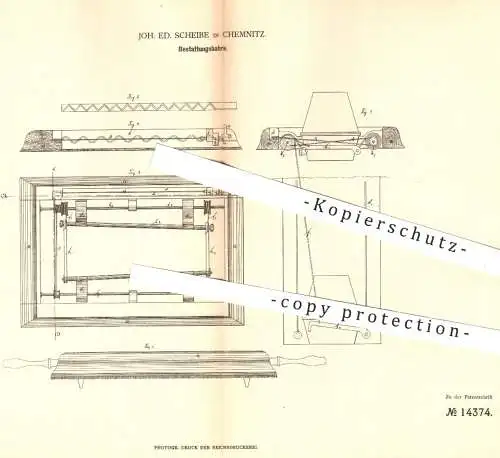 original Patent - Joh. Ed. Scheibe , Chemnitz , 1880 , Bestattungsbahre | Bahre , Bestatter , Sarg , Bestattung !!!