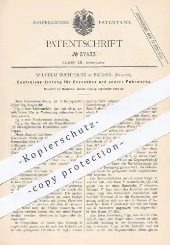 original Patent - Wilhelm Buchholtz , Brüssel , Belgien , 1883 , Taxameter für Droschken u. Fuhrwerke | Uhrwerk , Uhr !!