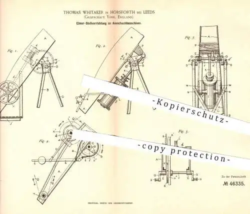 original Patent - Thomas Whitaker , Horsforth / Leeds , Grafschaft York , England , 1888 , Hebekran für Ausgrabungen !!