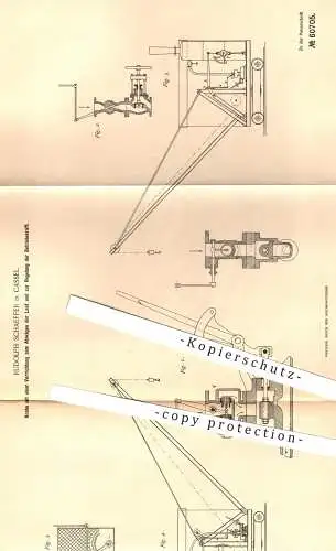 original Patent - Rudolph Schaeffer , Kassel , 1890 , Krahn , Kran , Kräne , Lastkran , Hebezeug , Hebezeuge , Pressluft