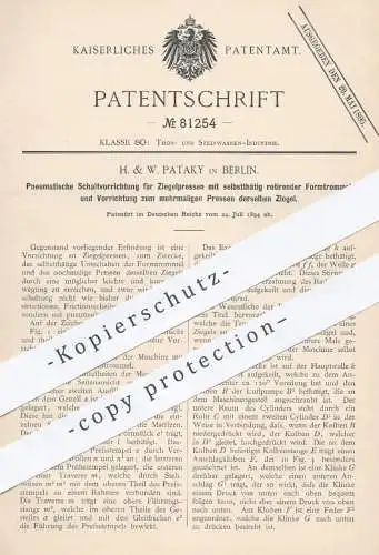 original Patent - H. & W. Pataky , Berlin , 1894 , Pneumatische Schaltung für Ziegelpressen | Ziegel , Presse , Pressen