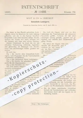 original Patent - Kast & Co. in Ohrdruf , 1880 , Lochzigarre | Zigarre , Zigarren , Rauchen , Tabak , Zigaretten !!!