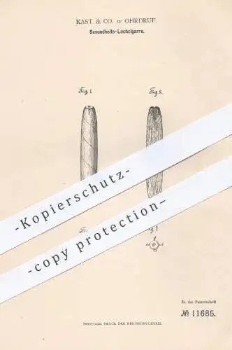 original Patent - Kast & Co. in Ohrdruf , 1880 , Lochzigarre | Zigarre , Zigarren , Rauchen , Tabak , Zigaretten !!!