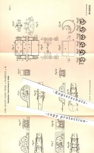 original Patent - Carl August Guido Storz , Frankfurt / Main , 1891 , Schaufelketten - Antrieb für Schiffe | Schiff !!!