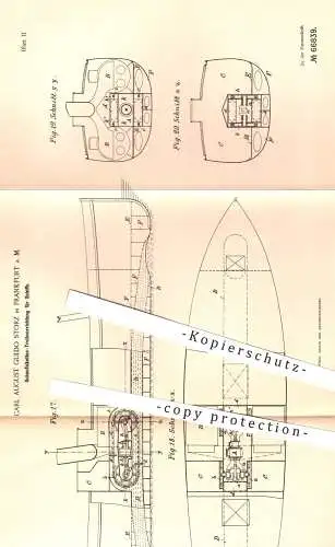 original Patent - Carl August Guido Storz , Frankfurt / Main , 1891 , Schaufelketten - Antrieb für Schiffe | Schiff !!!