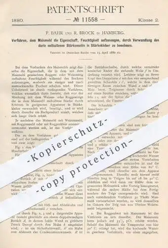 original Patent - P. Bahr & R. Brock , Hamburg ,1880 , Verbacken von Maismehl | Backen , Bäcker , Bäckerei , Brot , Teig
